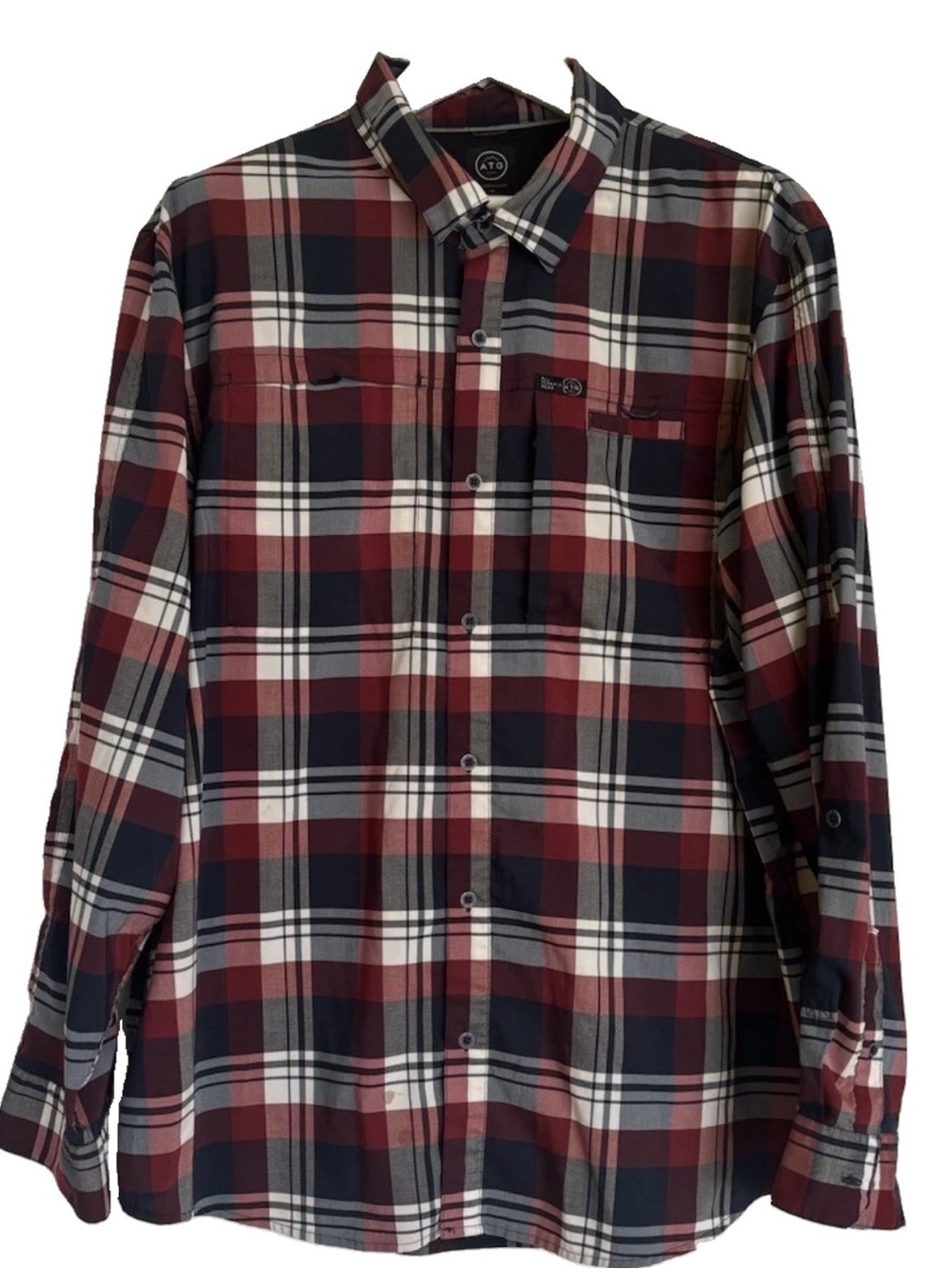 Wrangler ATG plaid Long Sleeve Mens Button Down Shirt 2 XL